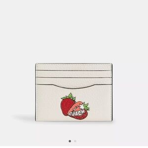 Coach White Card Holder with Strawberry Design